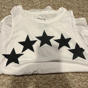 White tank with black stars size Medium Super Soft
